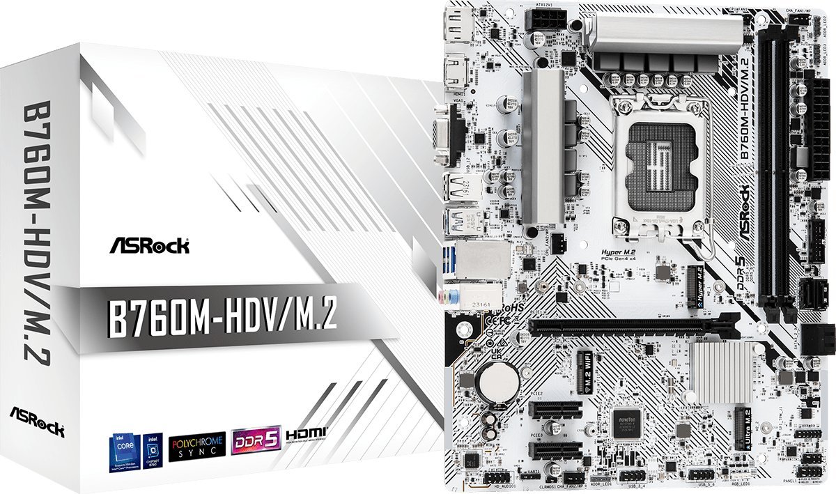 ASRock B760M-HDV/M.2 Motherboard, LGA1700, Intel