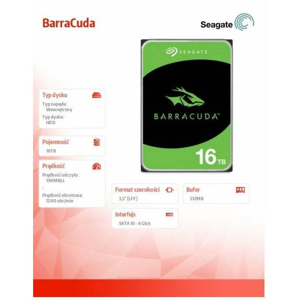 Seagate seagate  twardy BarraCuda 16TB 3