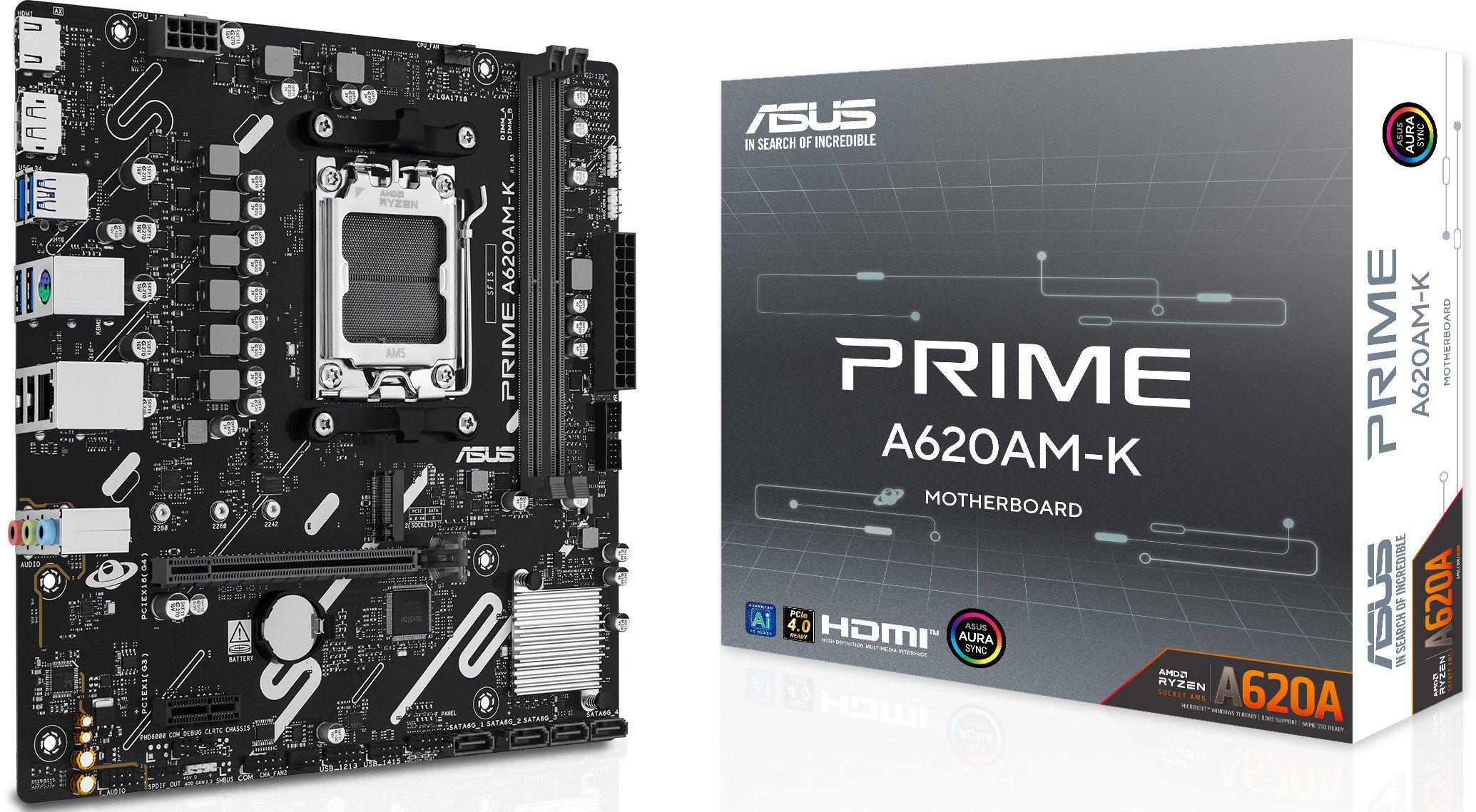 ASUS PRIME A620AM-K Motherboard, AM5, AMD