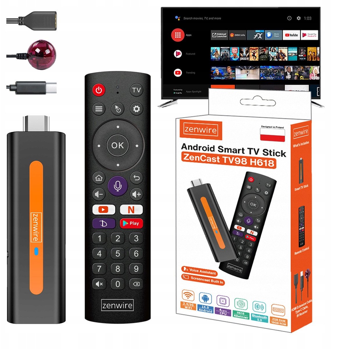 Retoo Odtwarzacz Multimedialny Przystawka Android 14