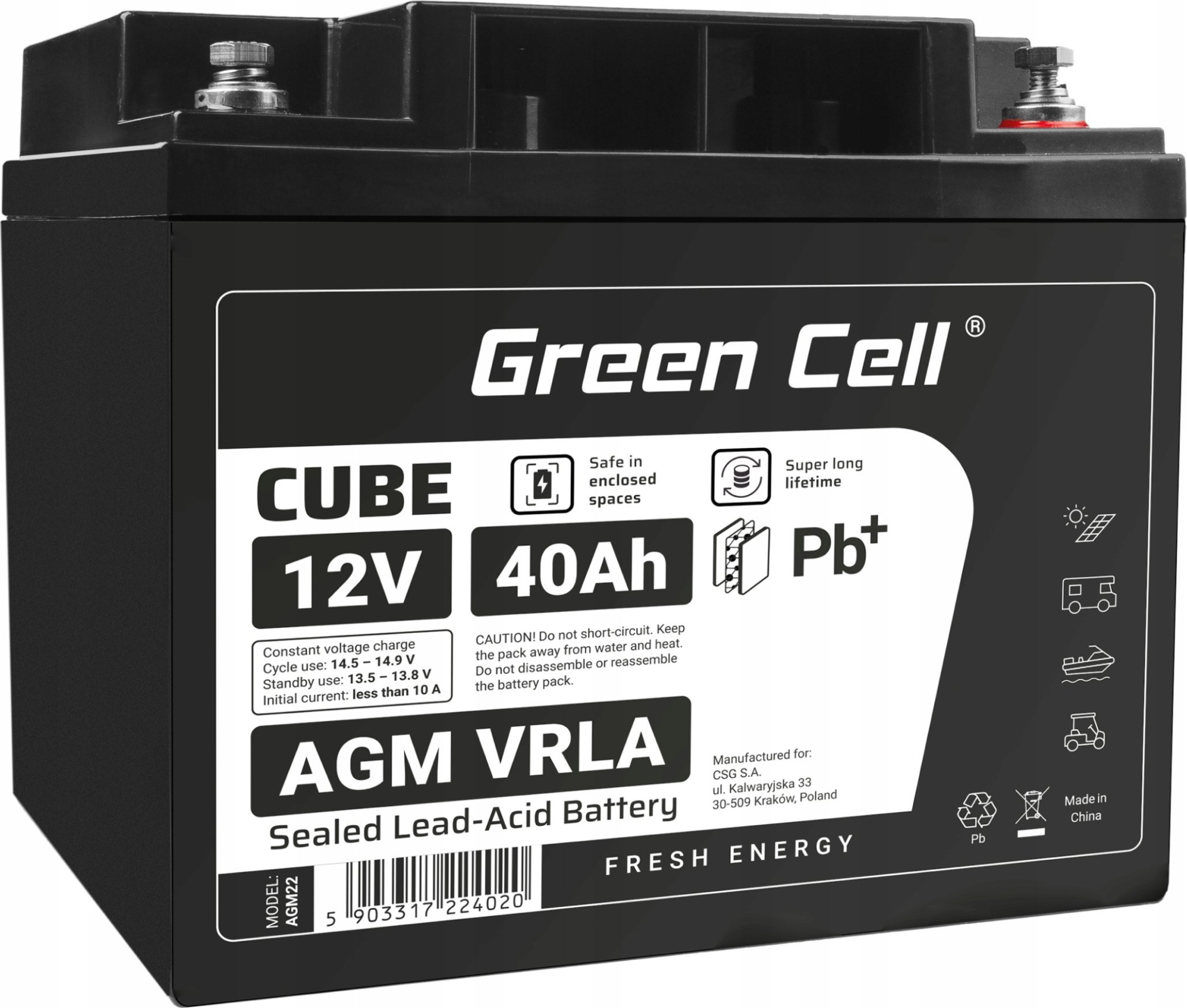 Green Cell Battery AGM VRLA 12V