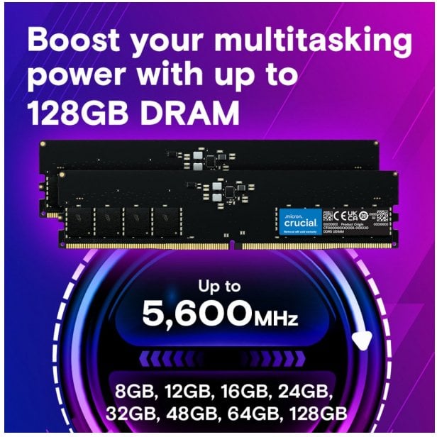 Crucial Memory DDR5 32GB/5600 CL46 (16Gbit)
