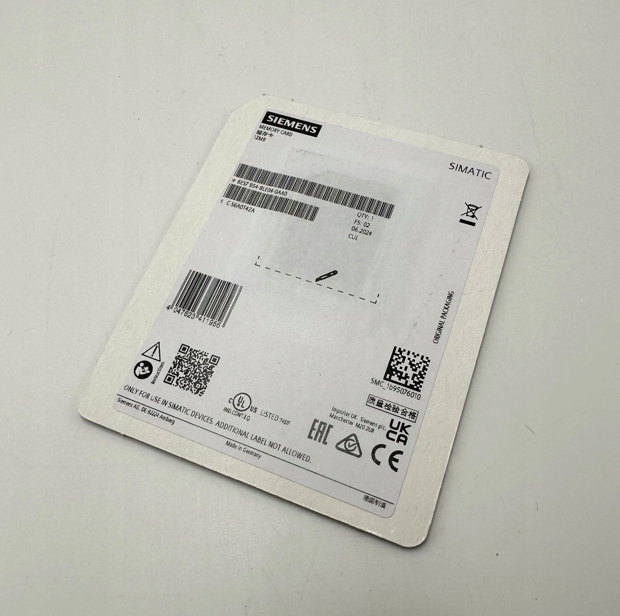Siemens Memory Card 6ES7954-8LE04-0AA0 f.S7-1x00