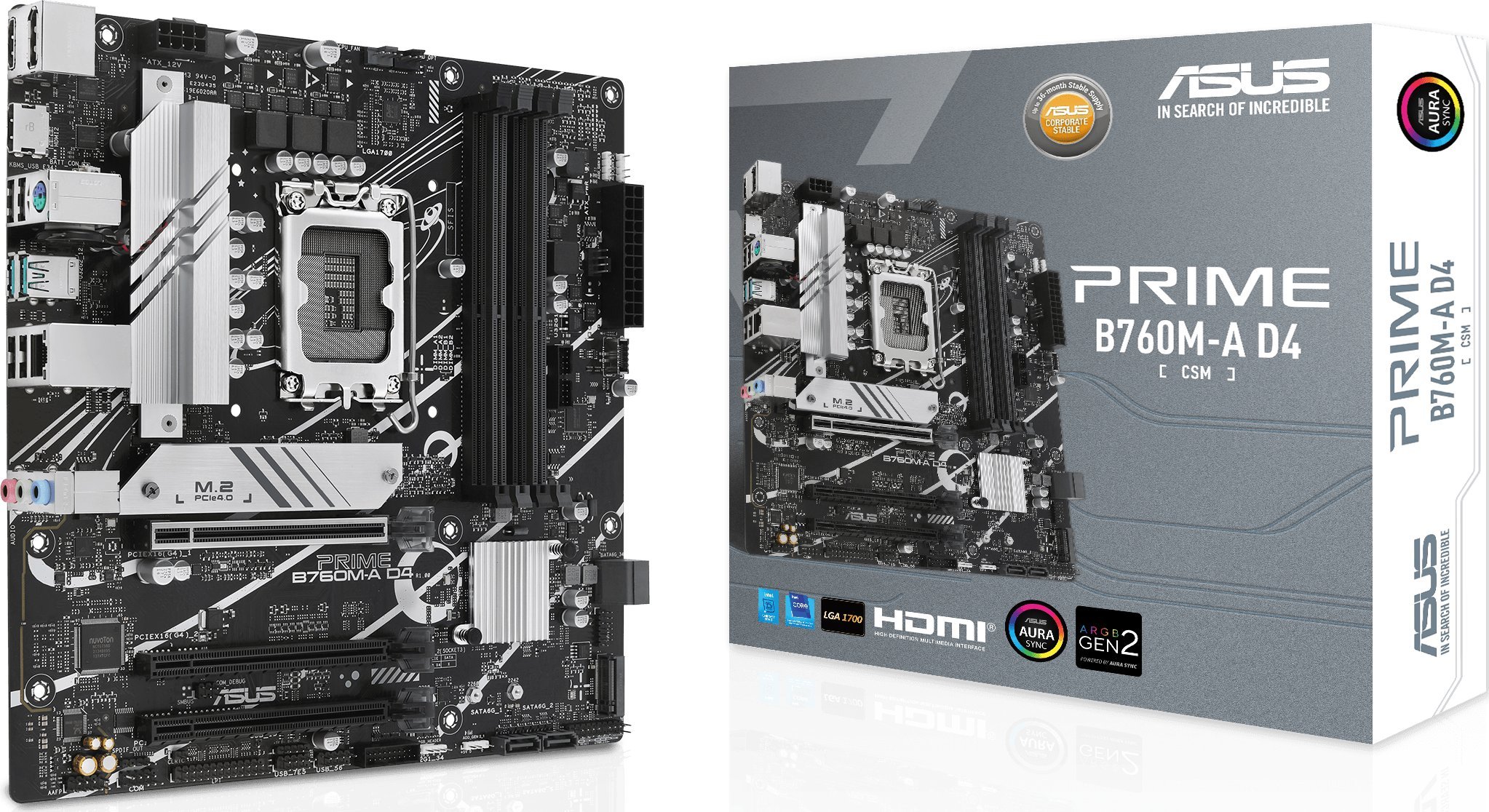 ASUS PRIME B760M-A D4-CSM Motherboard, LGA1700