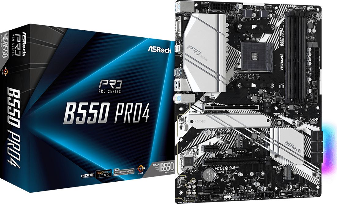 ASRock B550 Pro4 Motherboard, AM4, AMD