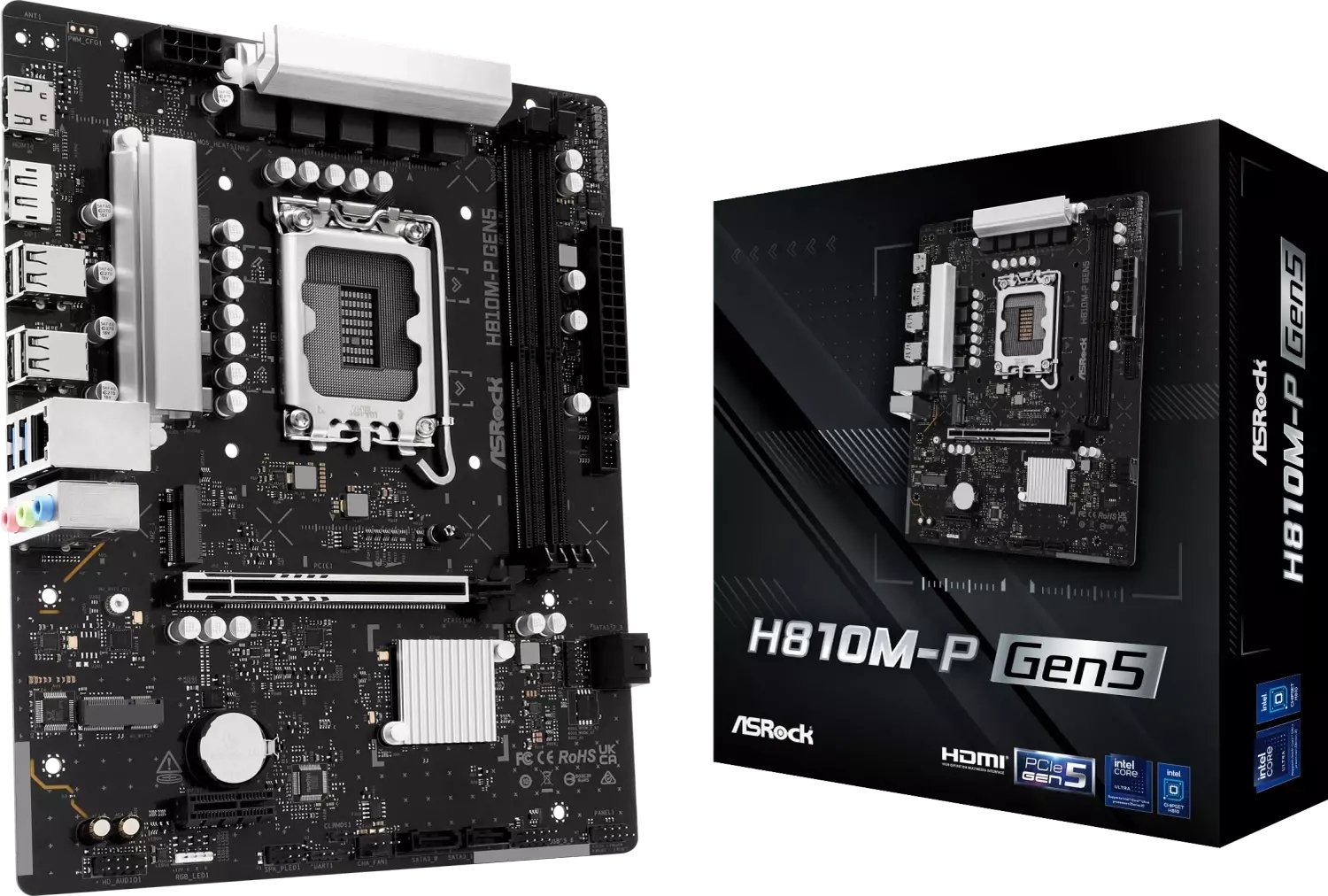 ASRock H810M-P GEN5 Motherboard, LGA1851, Intel