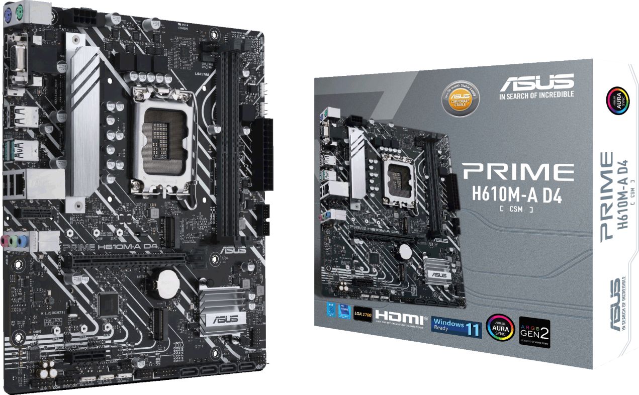 ASUS PRIME H610M-A D4-CSM Motherboard, LGA1700