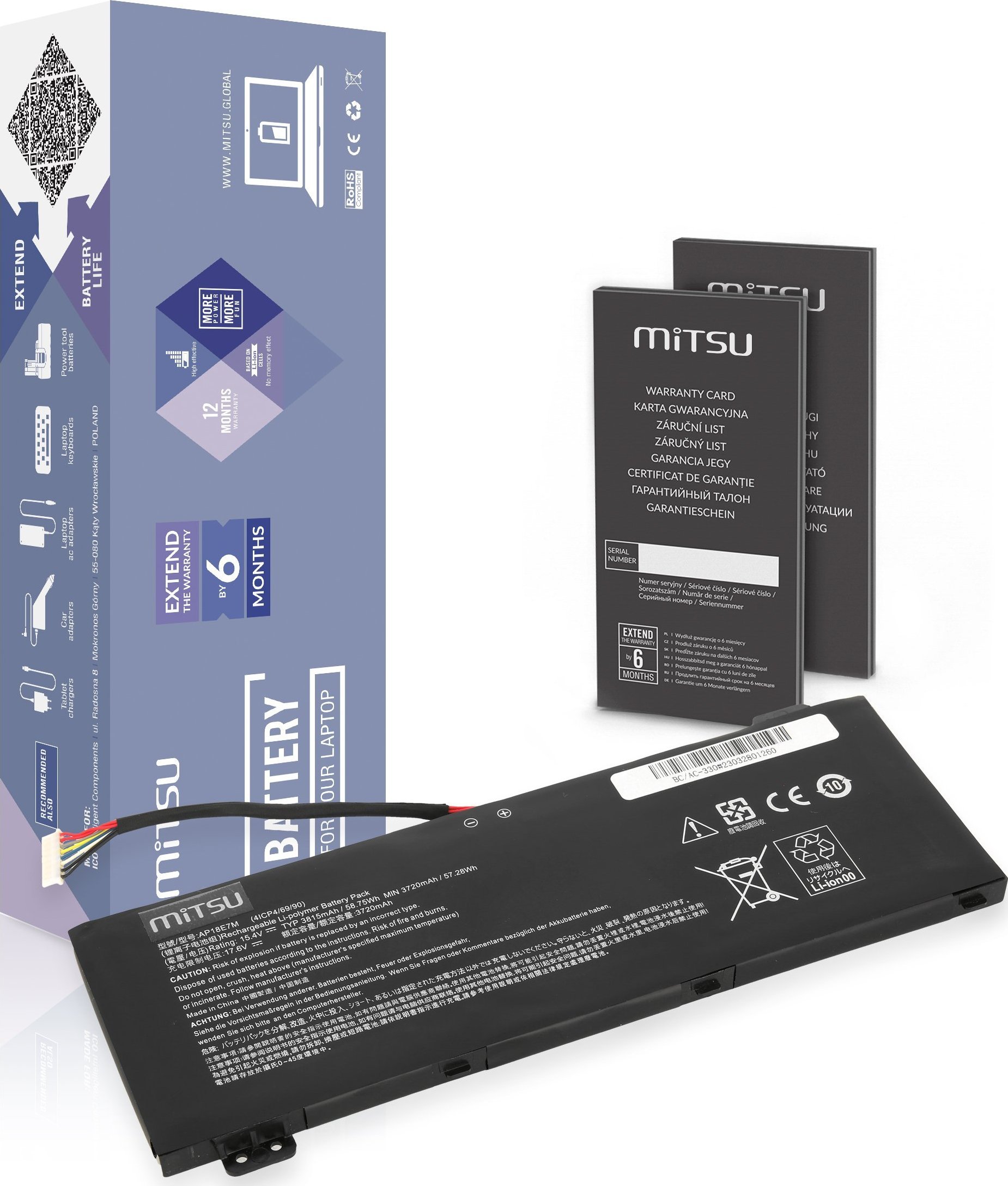 Movano Mitsu Battery AP18E7M for Acer