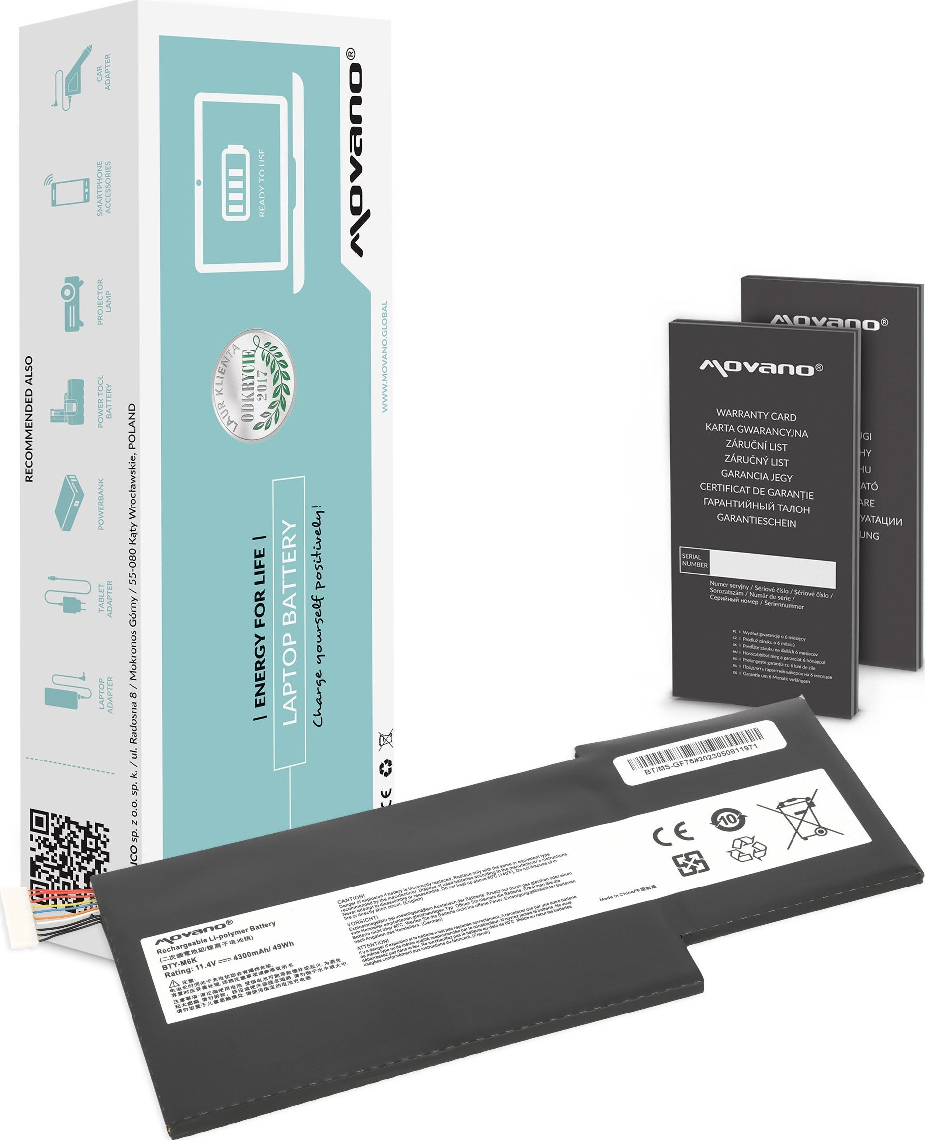 Movano  BTY-M6K MS-17B4 do MSI GS63VR