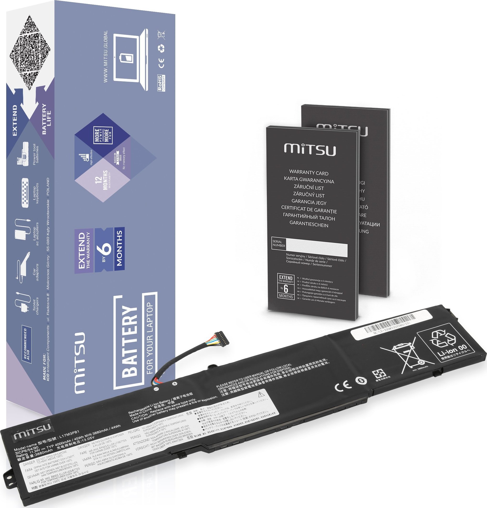 Mitsu Battery L17M3PB1 for Lenovo IdeaPad