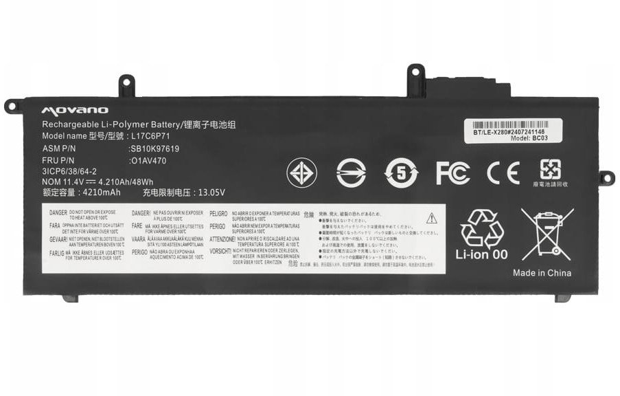 Movano Battery L17C6P71 for Lenovo Thinkpad