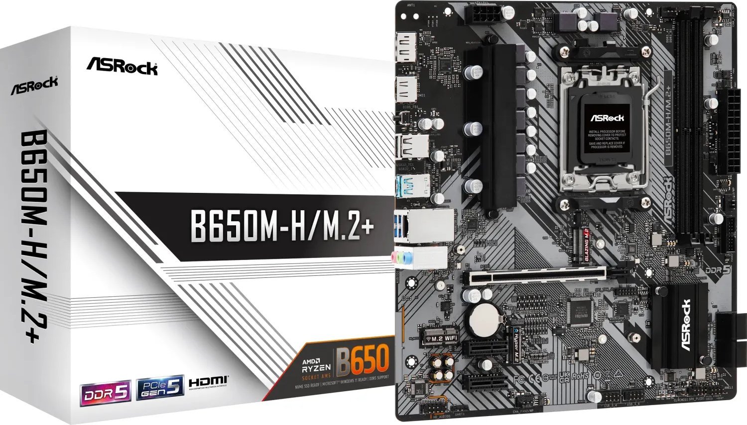 ASRock B650M-H/M.2+ Motherboard, AM5, AMD