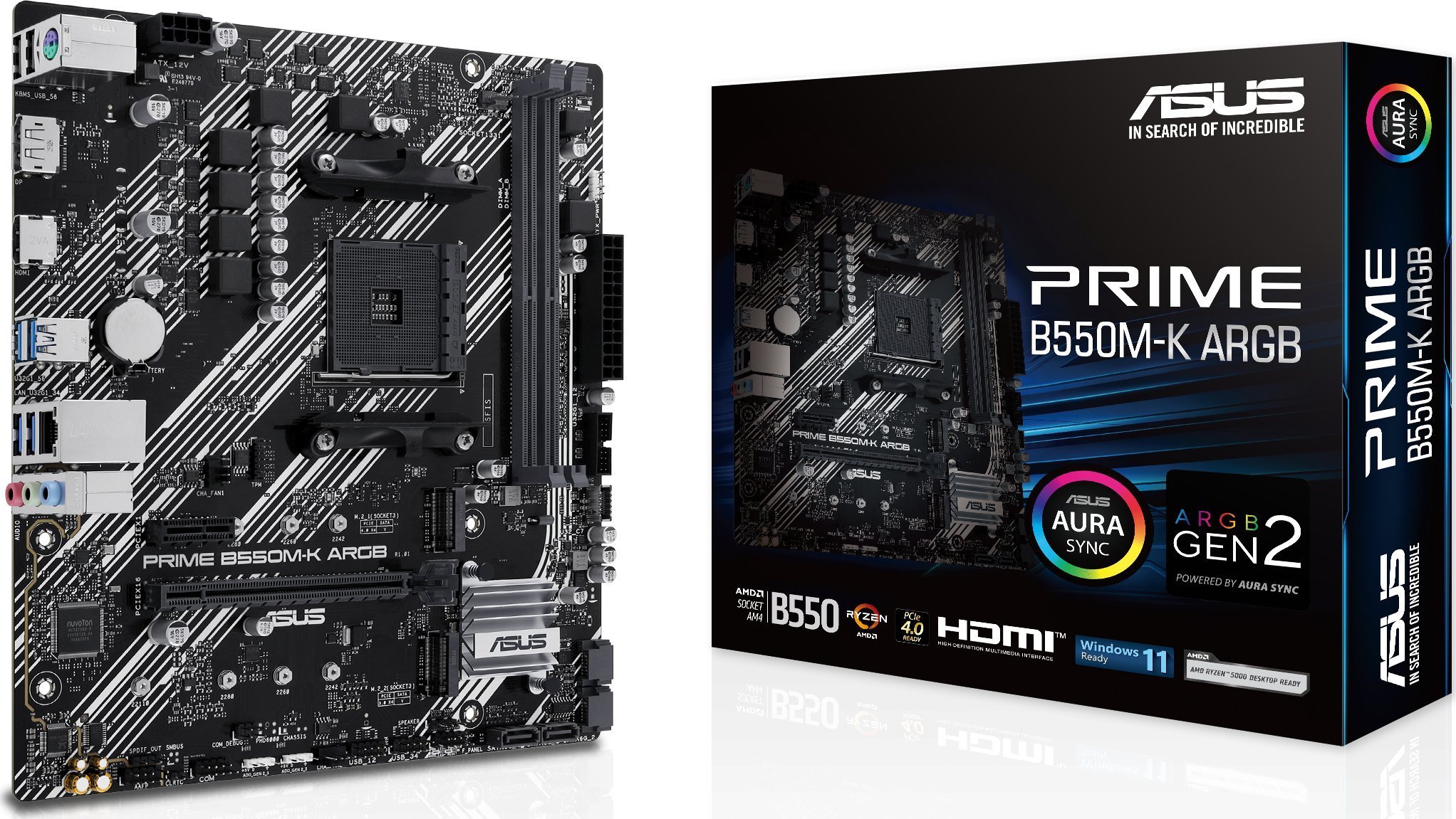 ASUS PRIME B550M-K ARGB Motherboard, AM4
