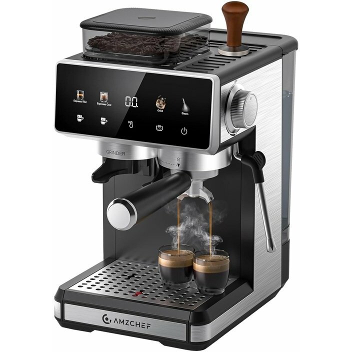 AMZCHEF CE-CM5560-SV Piston Coffee Maker (Silver)