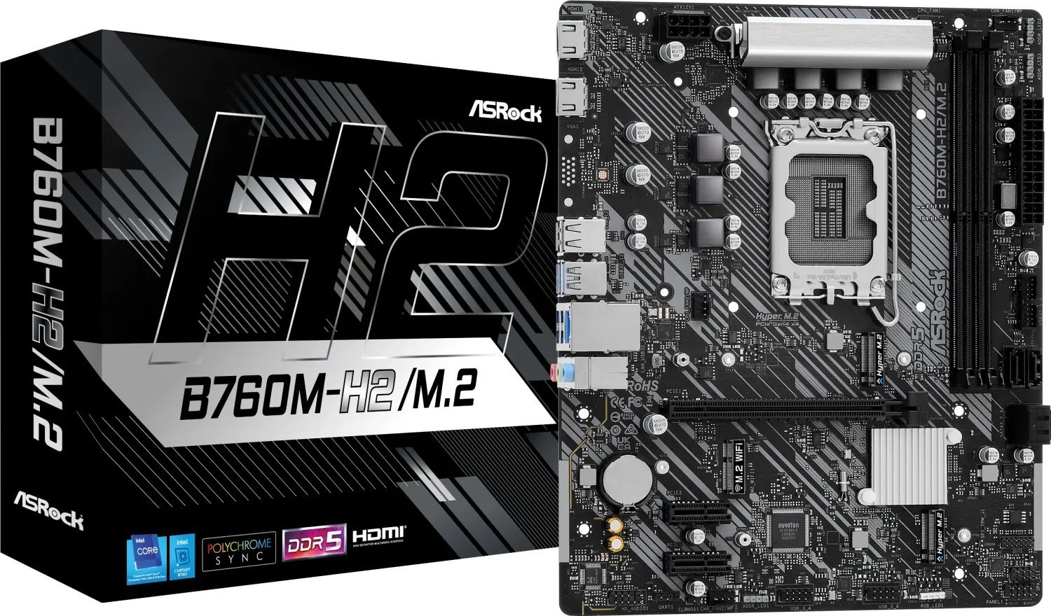 ASRock B760M-H2/M.2 Motherboard, LGA1700, Intel