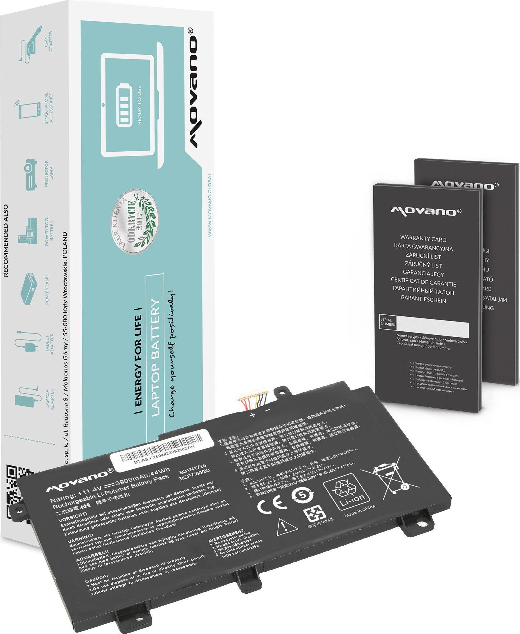 Movano B31N1726 Asus FX504 FX505 FX80G
