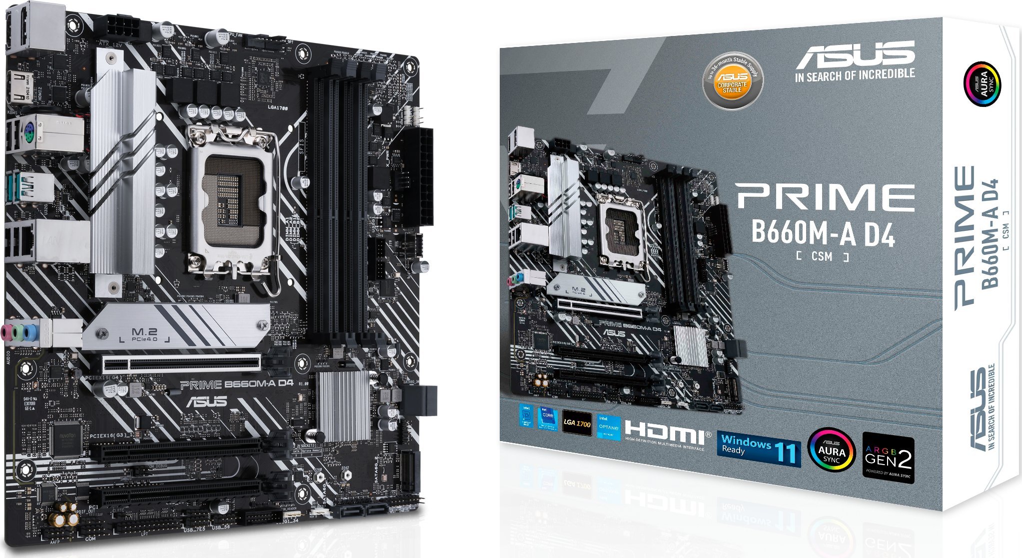 ASUS PRIME B660M-A D4-CSM Motherboard, LGA1700