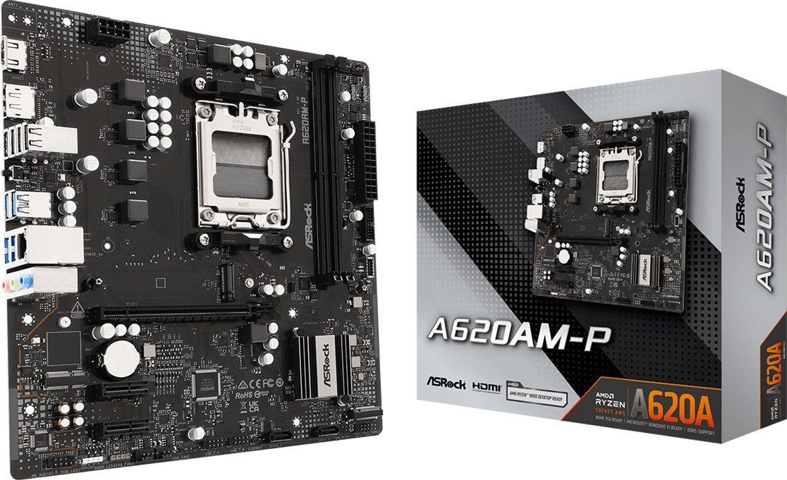 ASRock A620AM-P Motherboard, AM5, AMD A620