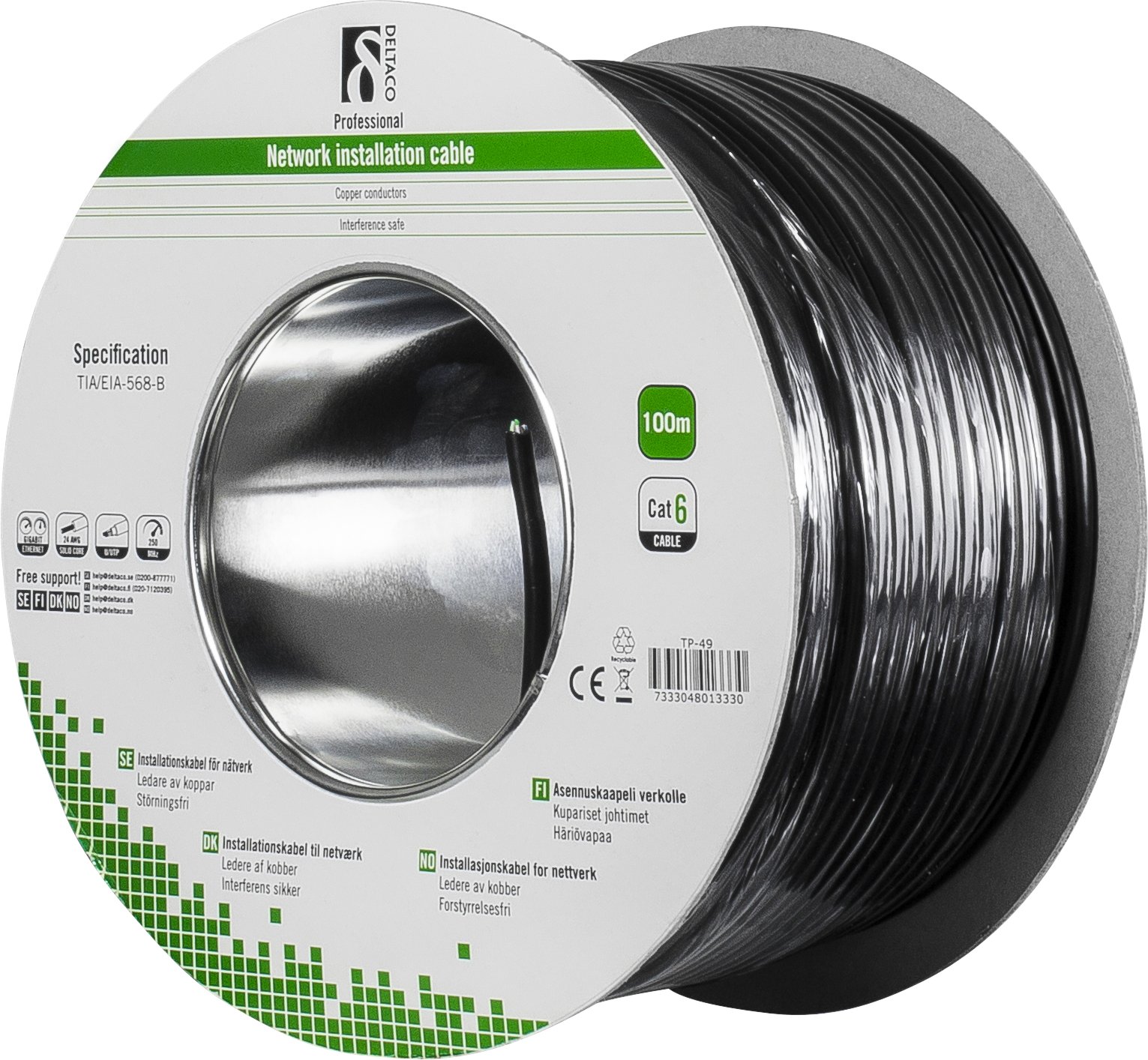 Deltaco 100 m, Cat6, U/UTP (UTP)