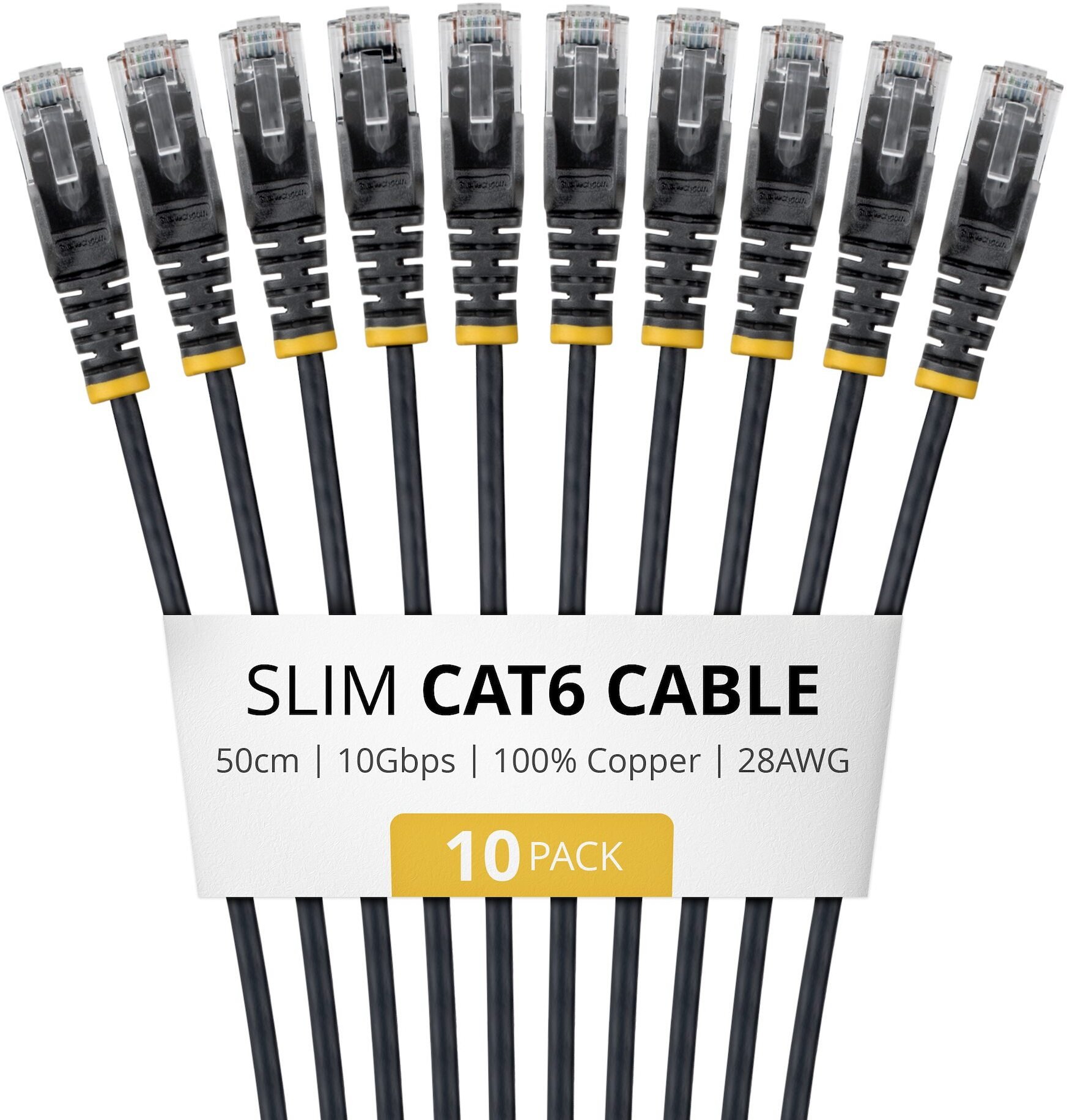 StarTech 50CM Black Slim CAT6 Pack