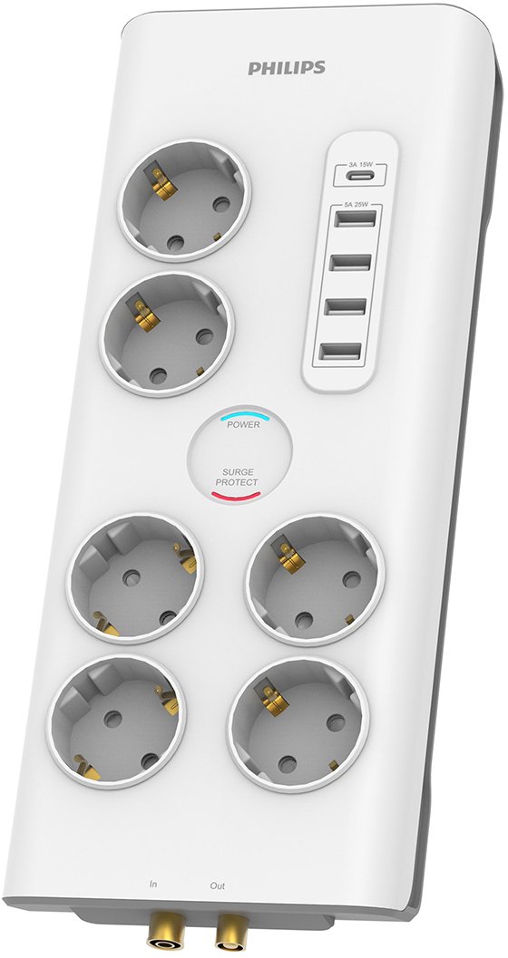 Listwa zasilająca Philips przeciwprzepięciowa 6 gniazd
