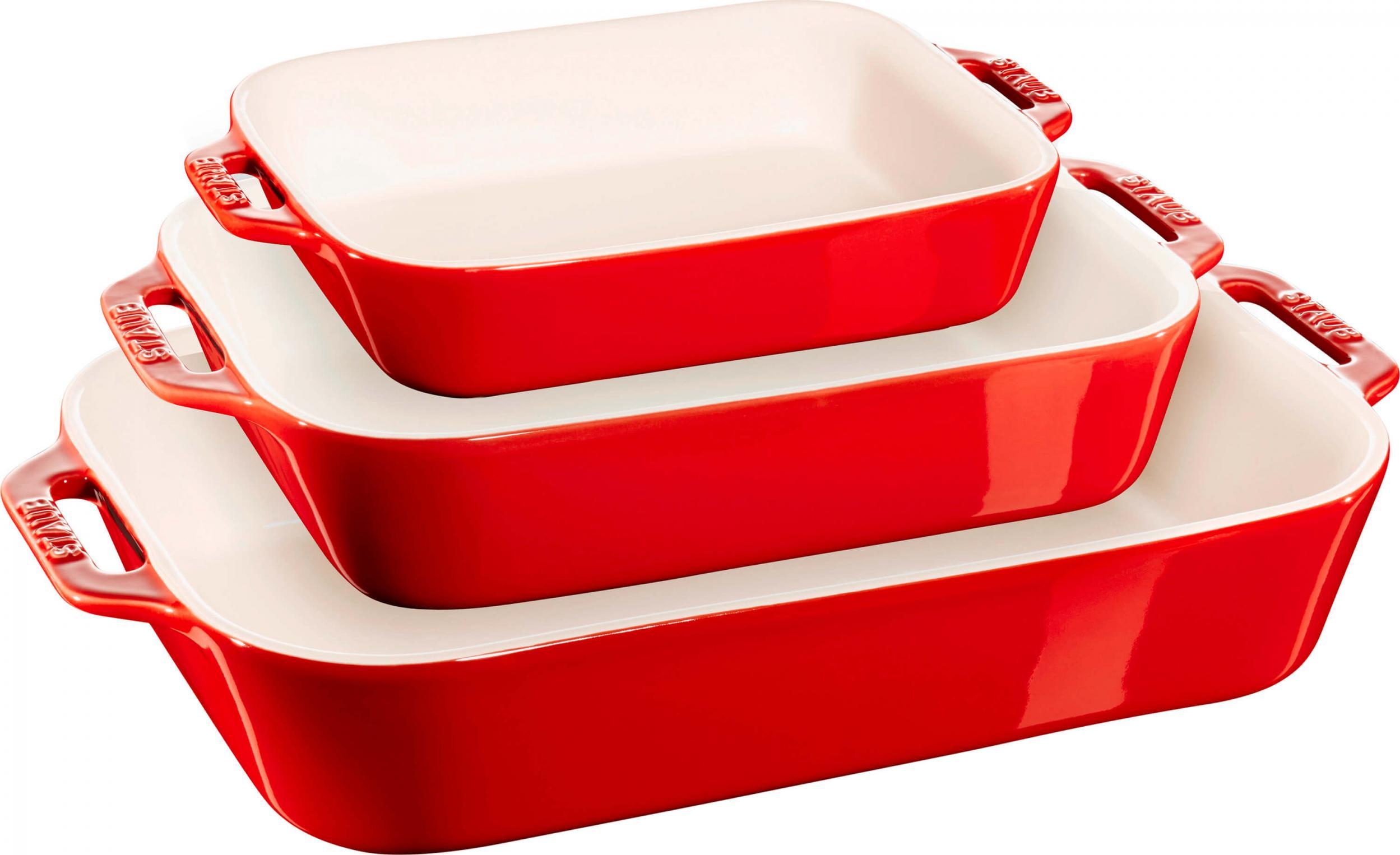 STAUB Zestaw 3 prostokątnych półmisków ceramicznych