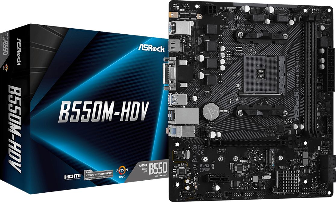 ASRock B550M-HDV Motherboard, AM4, AMD B550