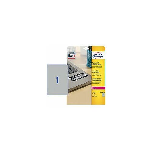 Avery Zweckform Etykiety znamionowe, srebrne 210x297mm