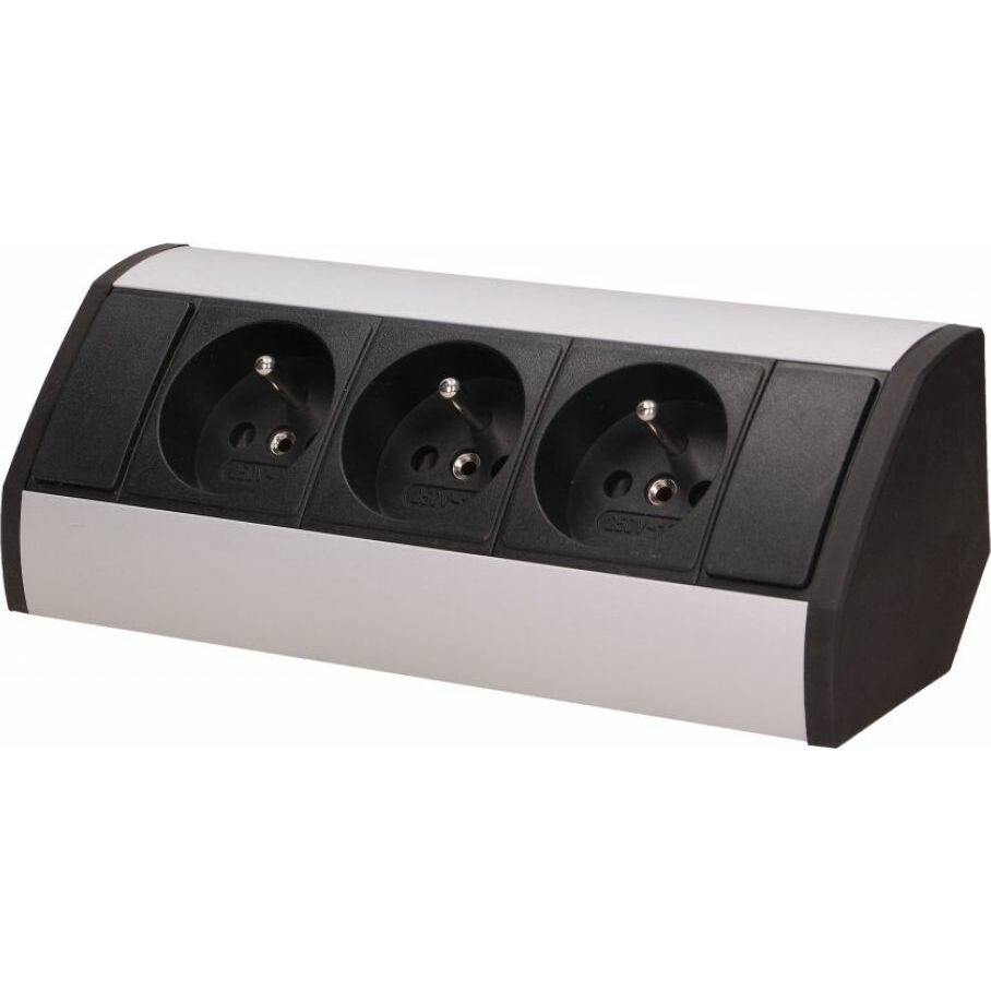 Orno Gniazdo meblowe 3x2P+Z, czarno-srebrne |