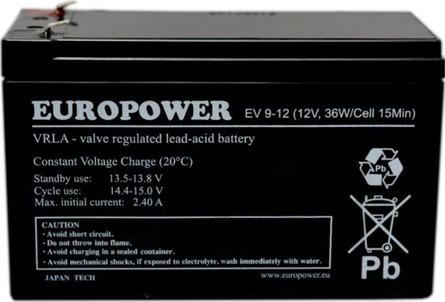 AUKUMULATOR EUROPOWER EV 12V 9Ah |