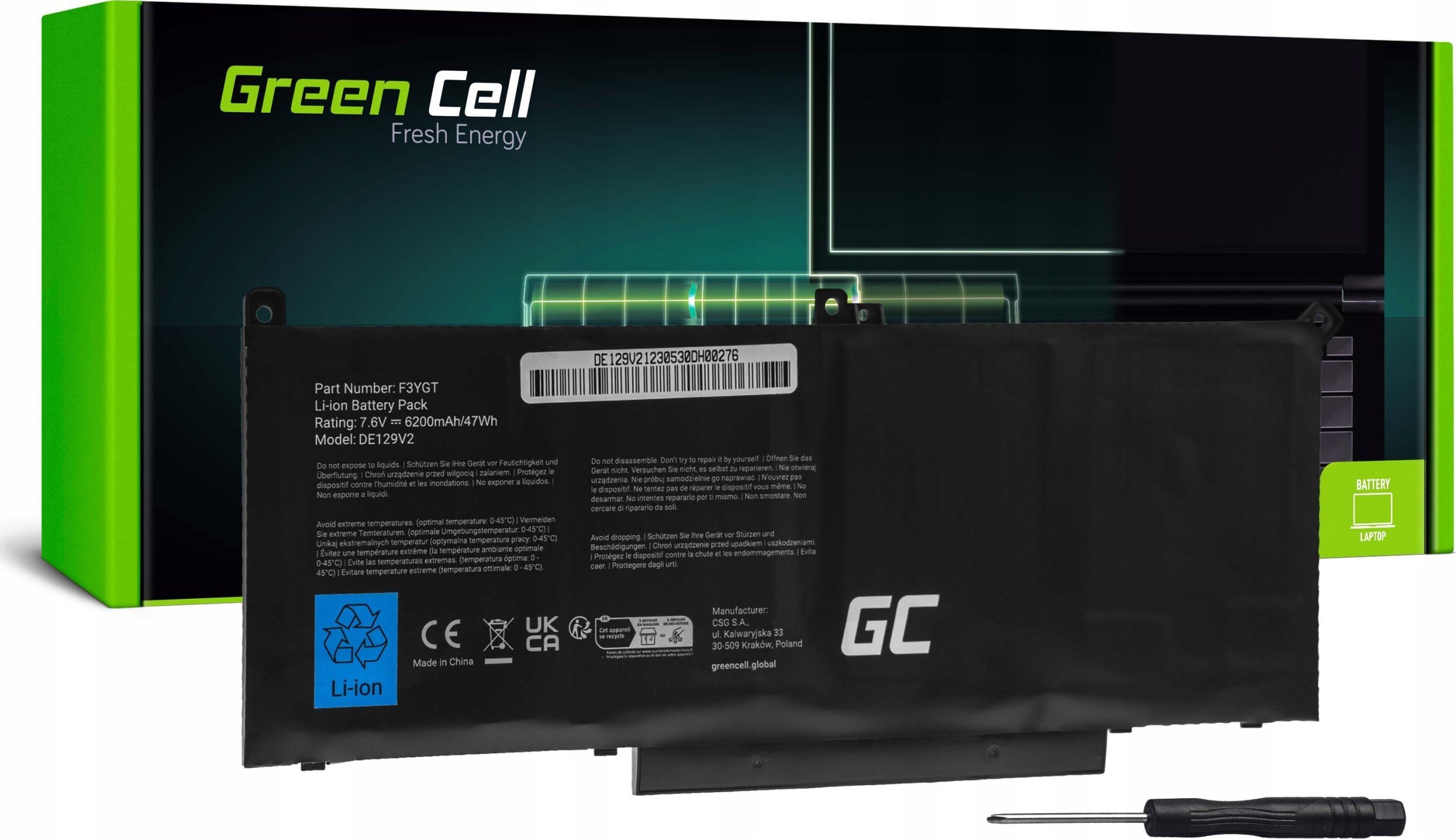 Green Cell Notebook battery F3YGT 7