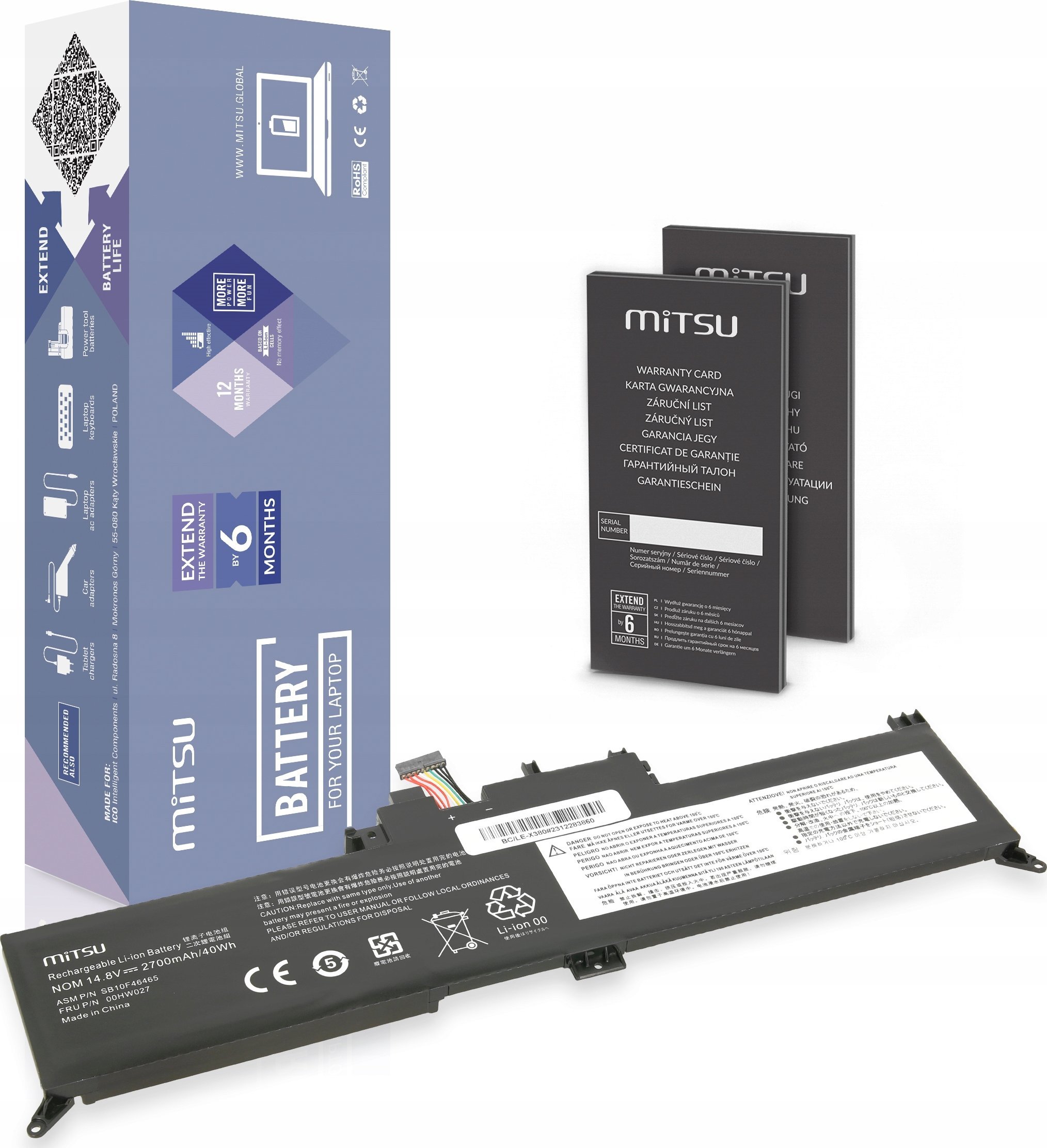 Mitsu Battery 00HW027 01AV434 for Lenovo