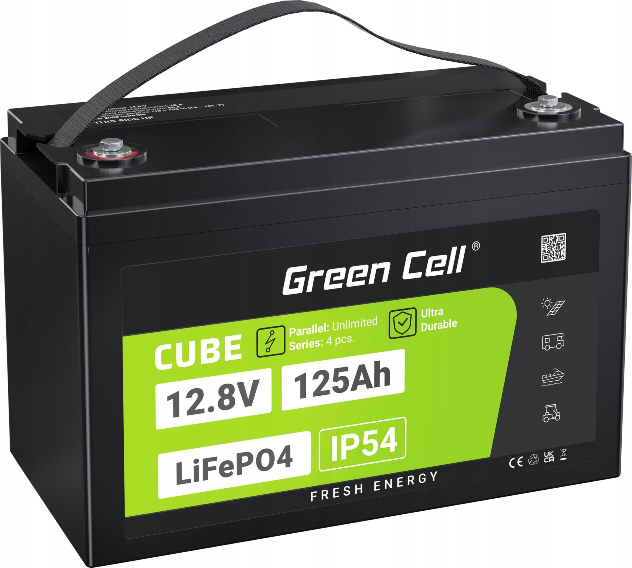 Green Cell LiFePO4 battery 125Ah 12V/12