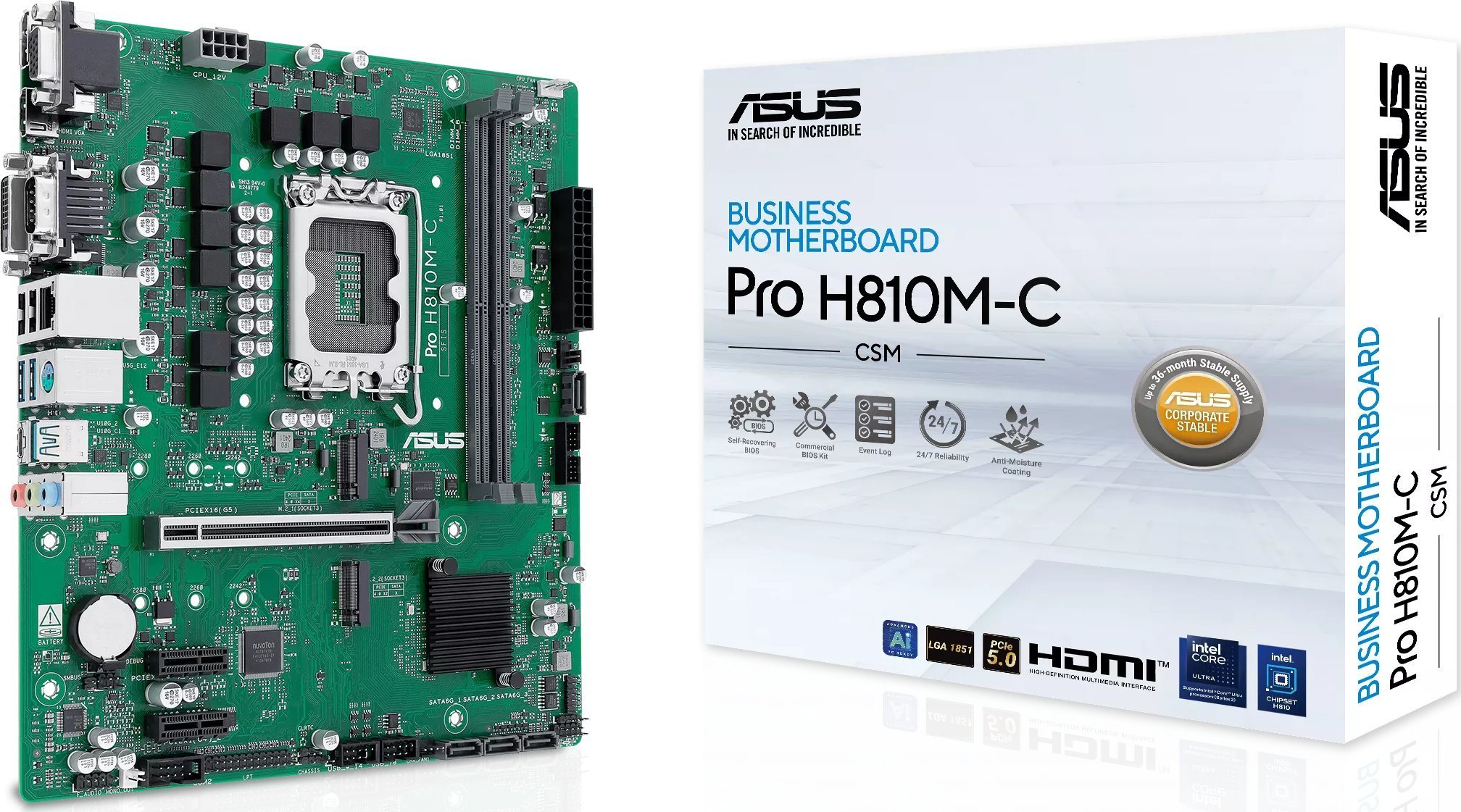 ASUS PRO H810M-C-CSM Motherboard, LGA1851, Intel