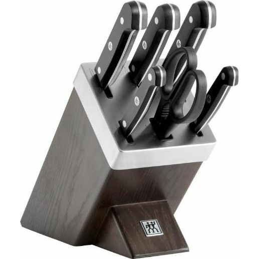 Set of knives in sharpening block