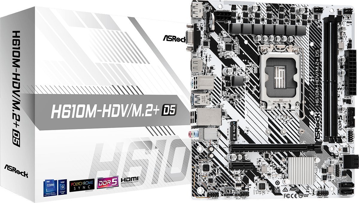 ASRock H610M-HDV/M.2+ D5 Motherboard, LGA1700