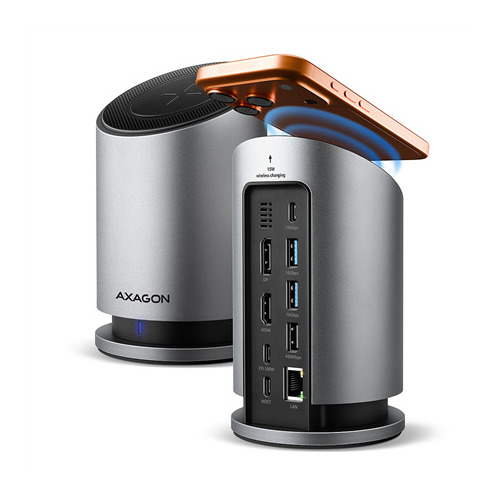 AXAGON USB-C 10Gbps Wireless Charging 9in1